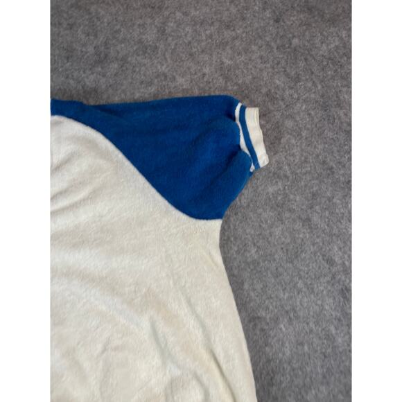 Vintage Topic Knits Pullover Sweater Boys Large White Blue V Neck Short Sleeve - Picture 2 of 8